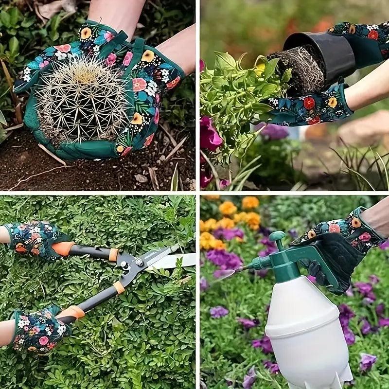 Floriva Gartenhandschuhe | Atmungsaktiv & Waschbar | Florales Design | Einheitsgröße
