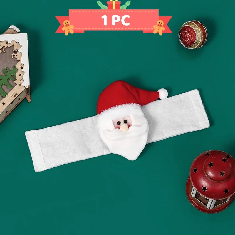 MerryHug | Weihnachtsvorhanghalter | Pinguin, Weihnachtsmann, Elch & Schneemann | 36×17 cm