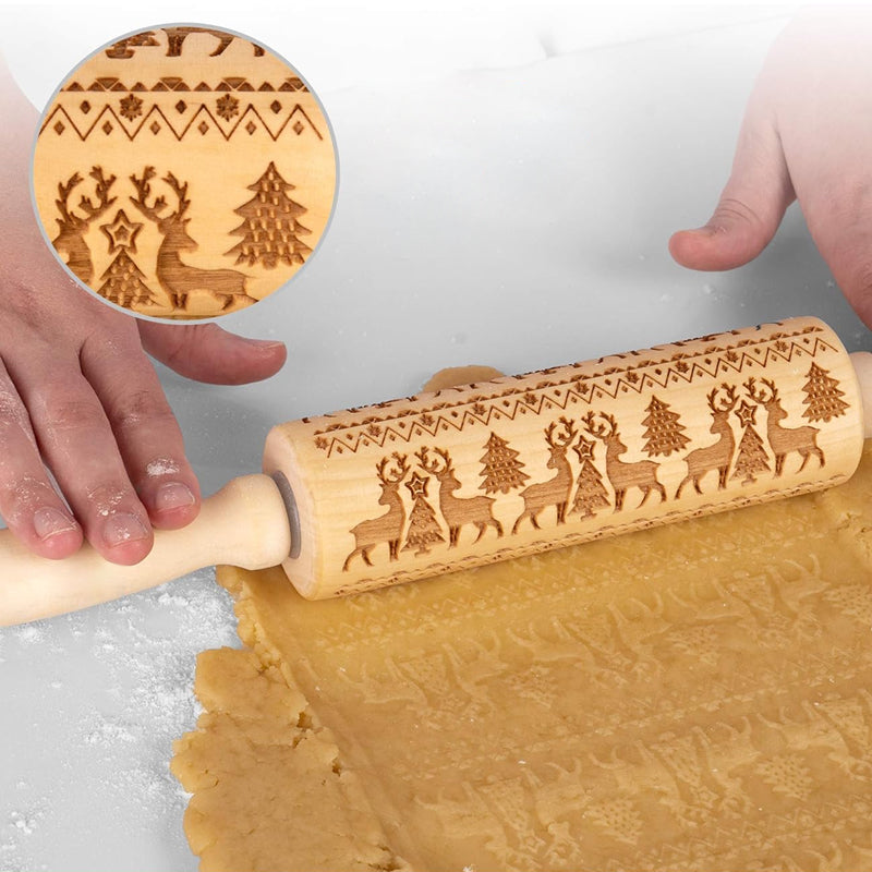 MerryRoll - Weihnachtliche Rolling Pins aus Holz [Letzter Tag Rabatt]