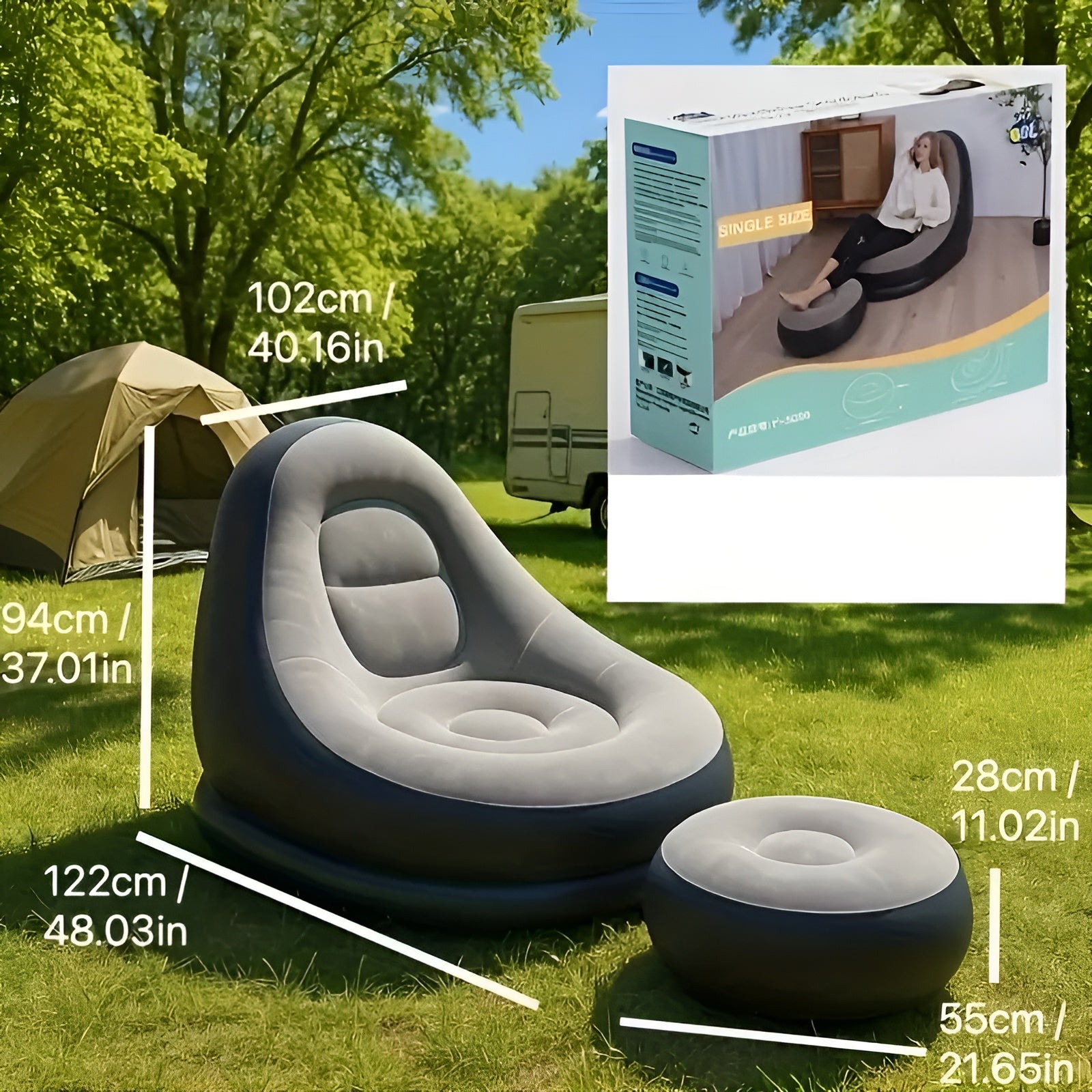 LunaLounge Air Sofa | Aufblasbar & Ergonomisch | In- und Outdoor | PVC Material