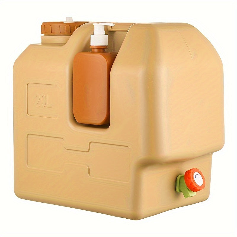 HydroGo | Mobiler Wasserkanister mit Hahn | Tragbar, hygienisch, inkl. Seifenhalter | Für Camping, Outdoor & Reisen