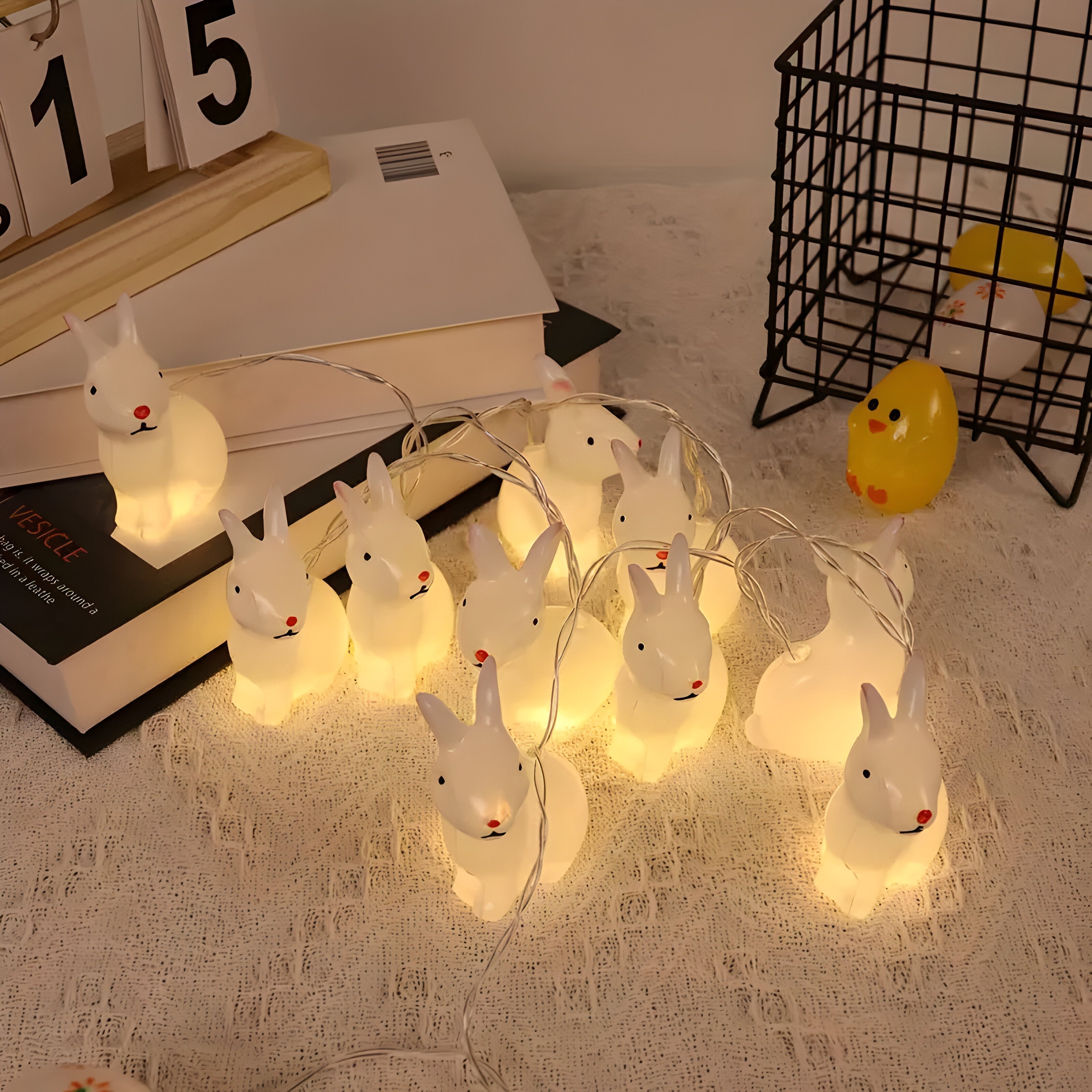 BunnyGlow LED Hasen-Lichterkette | Vintage-Deko & Batteriebetrieben | Für Ostern, Kinderzimmer & Wohnzimmer | Nostalgischer Charme