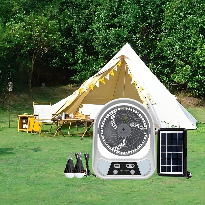 SolarAir | Tragbarer Solar-Ventilator | LED-Beleuchtung & Powerbank | Kompakt und Mobil