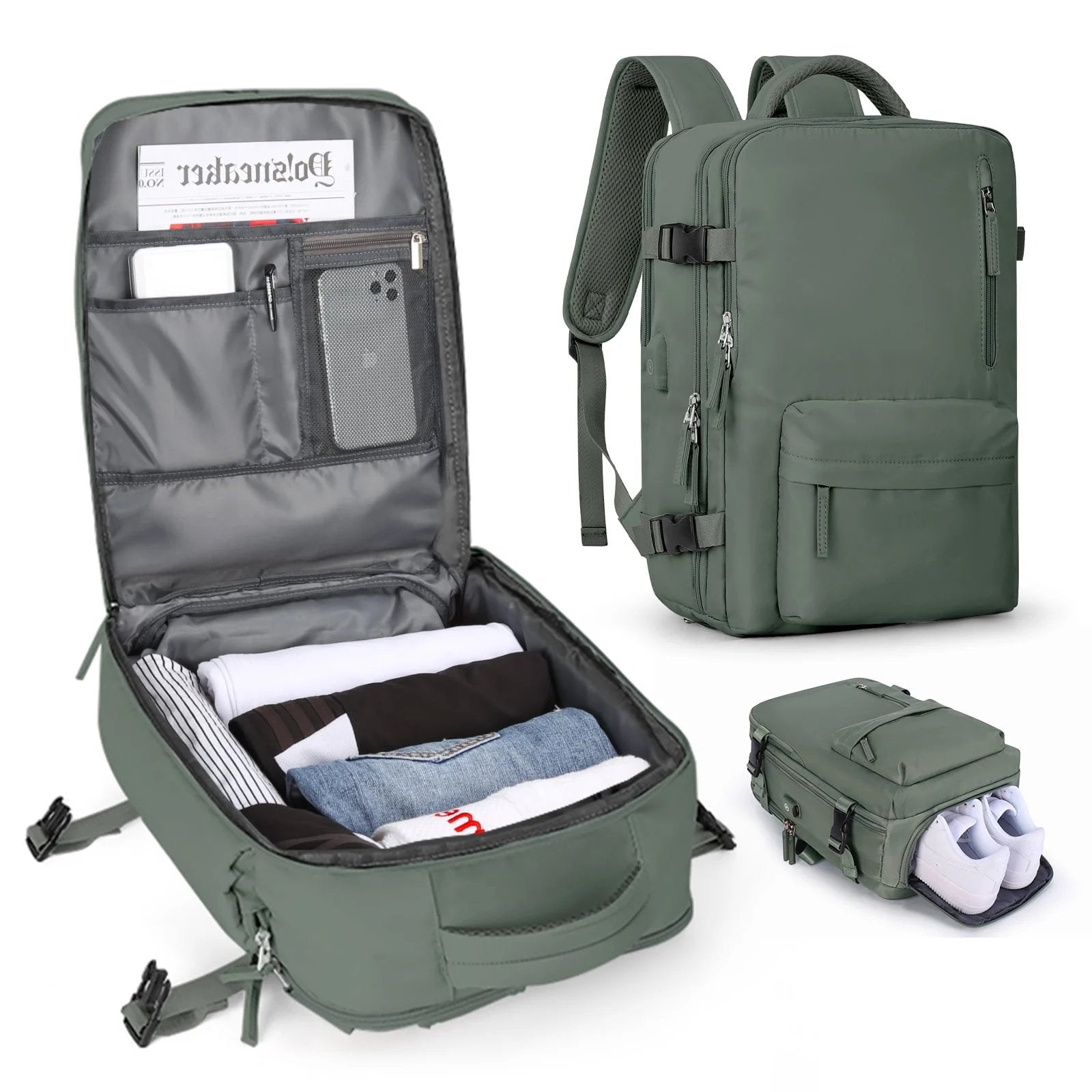UrbanVoyage Rucksack | Wasserfest | USB-Anschluss | Anti-Diebstahl