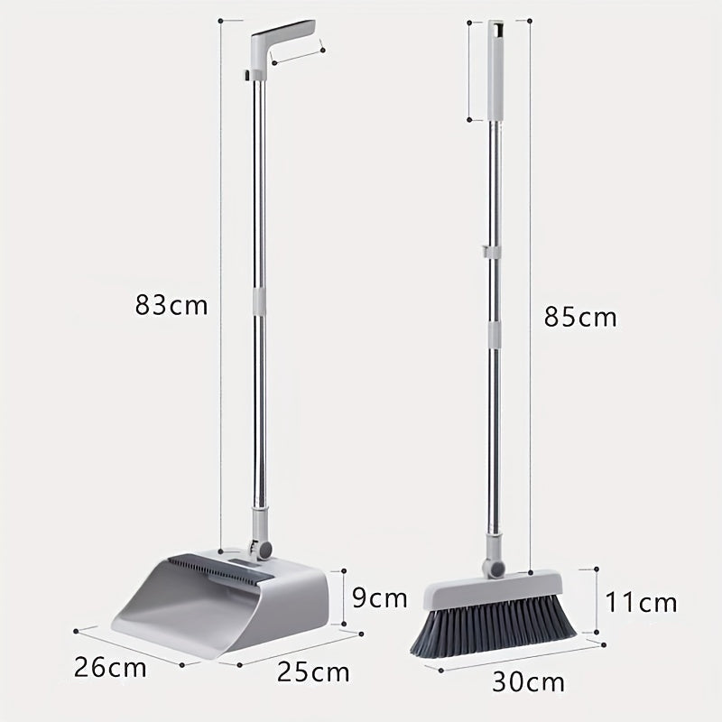 SweepMate Duo | Multifunktionales Besen- und Kehrschaufel-Set | Mit Selbstreinigungskamm | Ergonomisch & Platzsparend