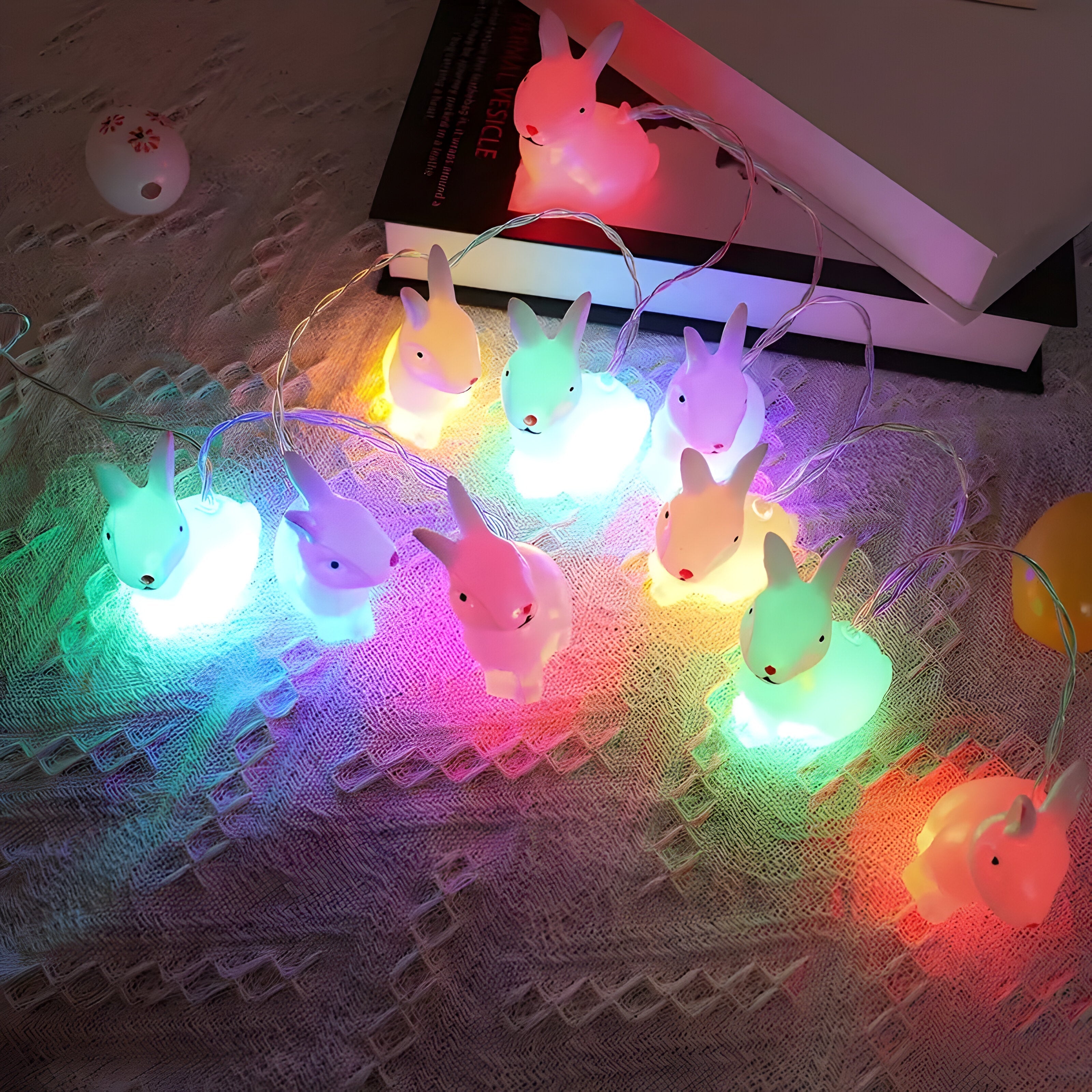 BunnyGlow LED Hasen-Lichterkette | Vintage-Deko & Batteriebetrieben | Für Ostern, Kinderzimmer & Wohnzimmer | Nostalgischer Charme