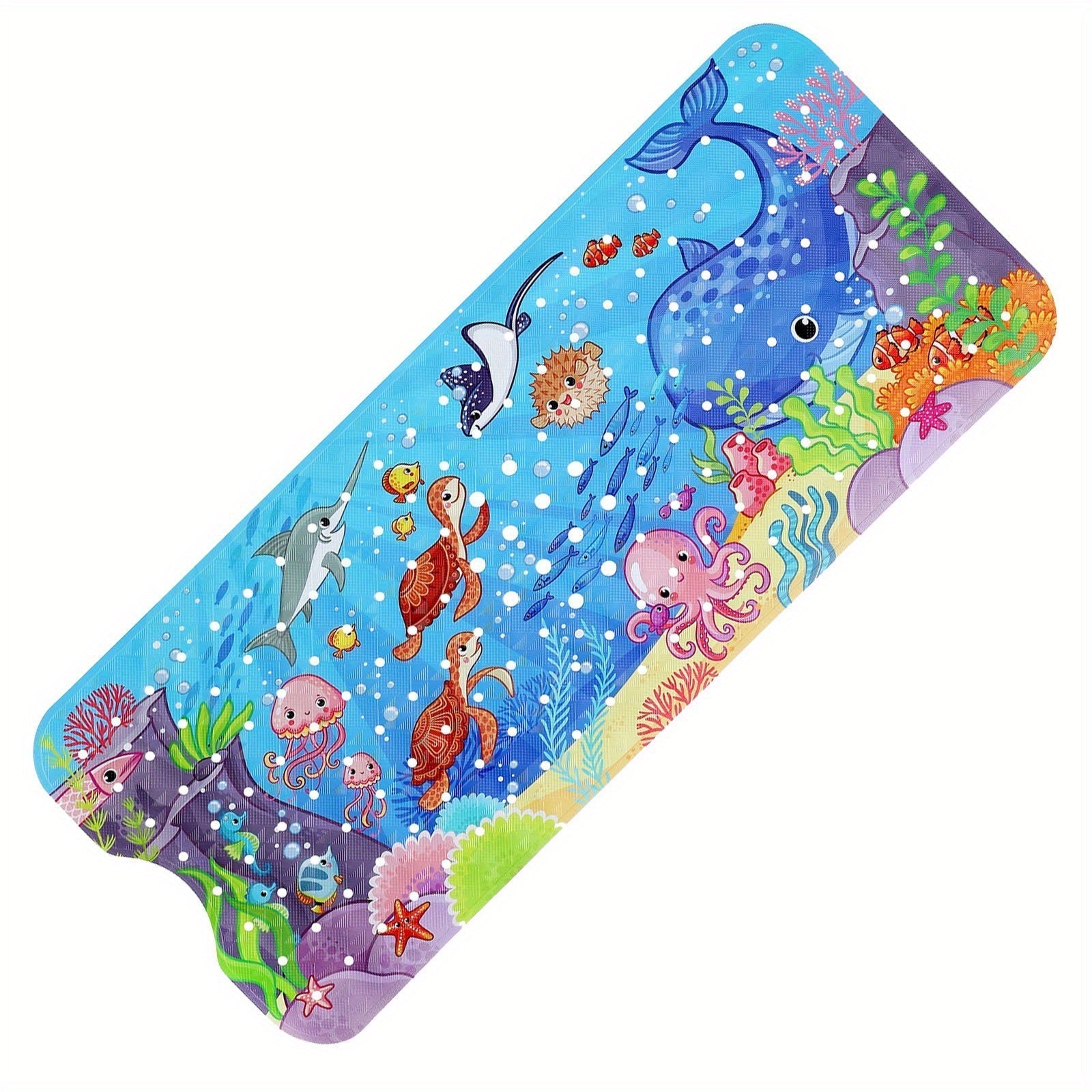 SplashSafe Badewannenmatte | Extra Rutschfest & Bunt | Mit Meeresmotiv & Saugnäpfen | Waschbar & Hygienisch