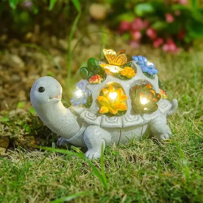 LumoShell Solar Schildkröte | Mit LED & Sukkulenten | Wetterfestes Resin