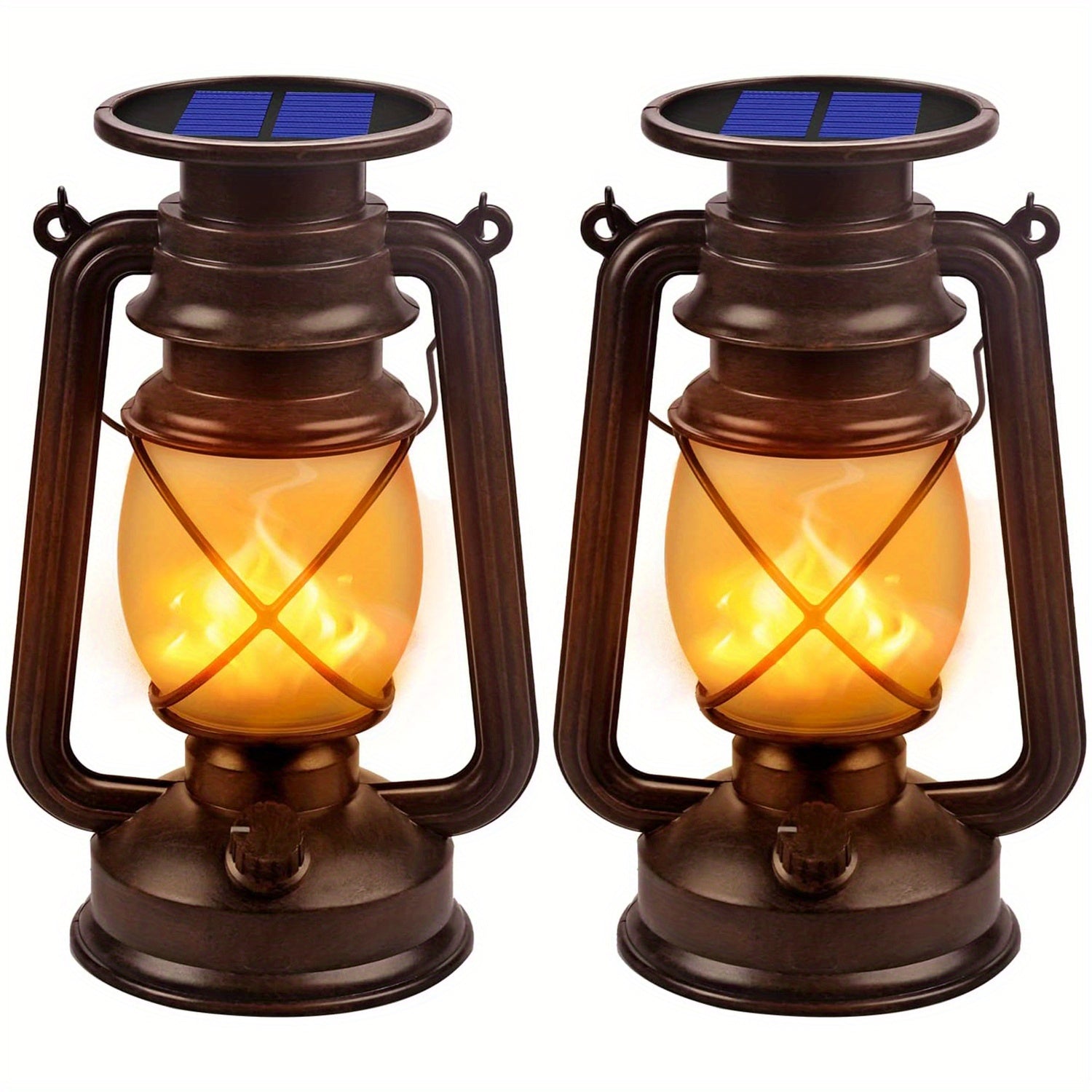 SolaraFlare Solar Lanterns | Realistischer Flammeneffekt | Solarbetrieben | Metall & Kunststoff