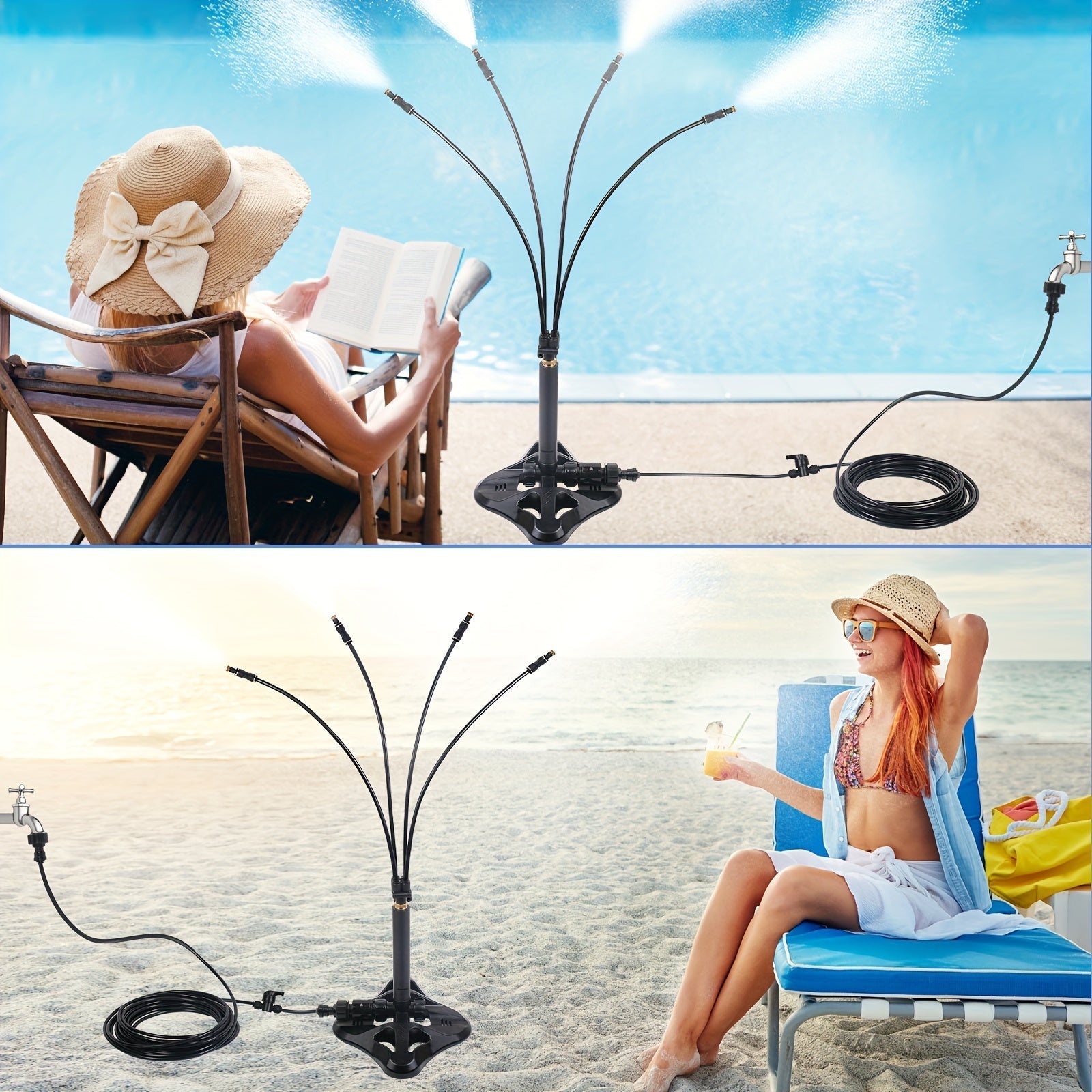 Mistavo CoolFlex | Mobiles Vernebelungssystem mit 7 Düsen | Ohne Strom | Für Garten & Terrasse