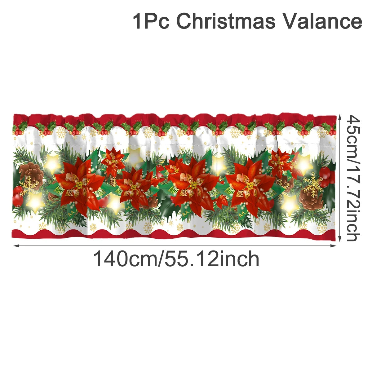 NoëlHome Weihnachtsvorhänge Kurz | Festliche Fensterdeko | 100 % Polyester | Küche & Badezimmer | Weihnachtskollektion 2025