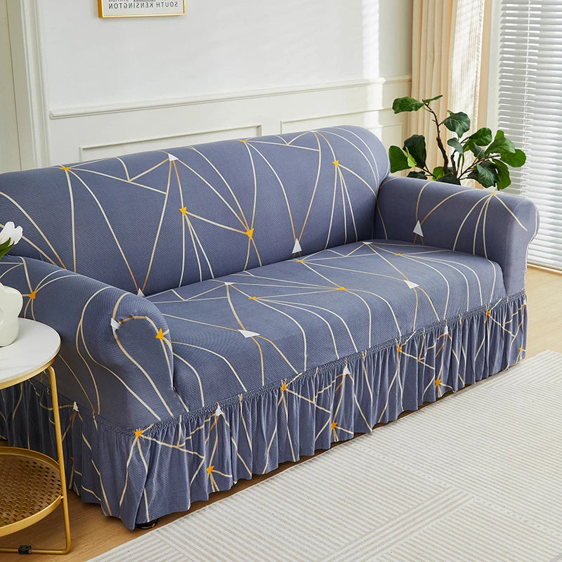 Floravelle | Sofaüberwurf mit Blumenmuster | Elastisch & Rutschfest | Dekorativer Rüschenakzent | Waschbarer Sofabezug