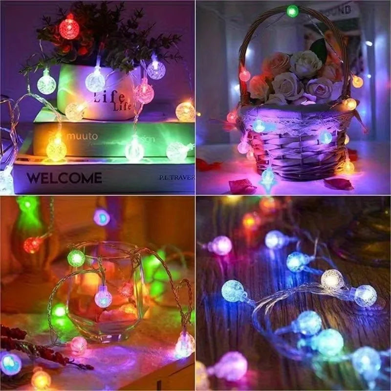 BubbleGlow LED-Lichterkette | Kugelförmig | 10/20/40 LEDs | USB- und batteriebetrieben | Warmweiß, Blau oder Mehrfarbig | Ideal für Hochzeits- und Partydekoration
