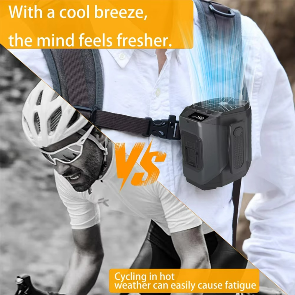 AeroBelt Pro | Tragbarer Gürtelventilator mit Powerbank & LED | 20.000 mAh Akku & Hochgeschwindigkeits-Kühlung | Für Outdoor, Reisen & Arbeit