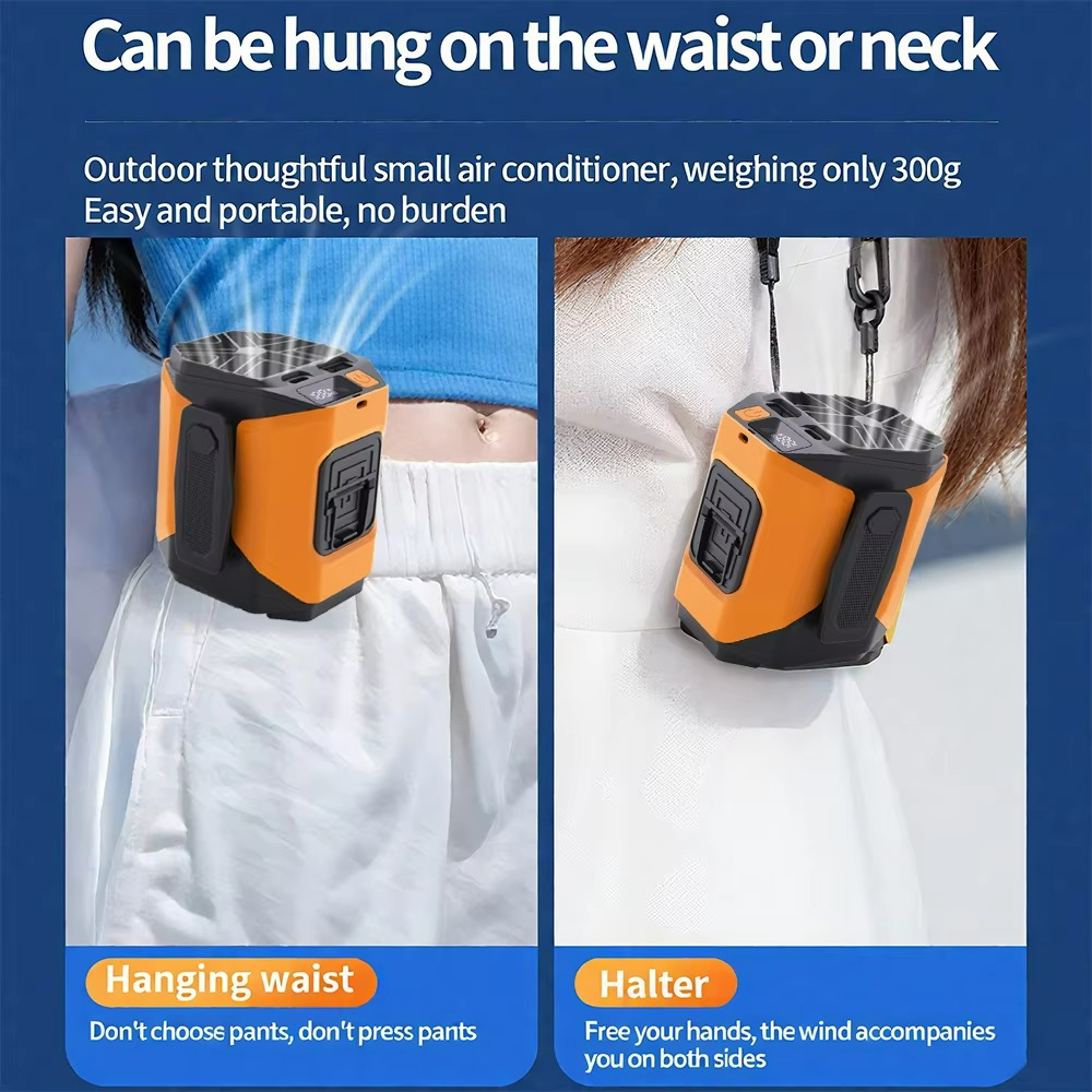 AeroBelt Pro | Tragbarer Gürtelventilator mit Powerbank & LED | 20.000 mAh Akku & Hochgeschwindigkeits-Kühlung | Für Outdoor, Reisen & Arbeit