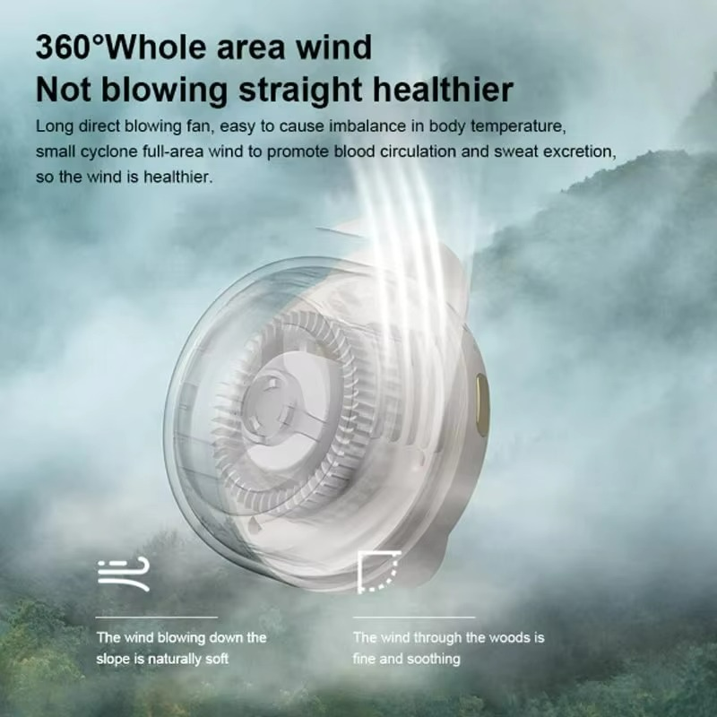 Aerislin HaloBreeze | Tragbarer Bladeless-Ventilator | 360° Kühlung & USB-C | Leise & Elegant