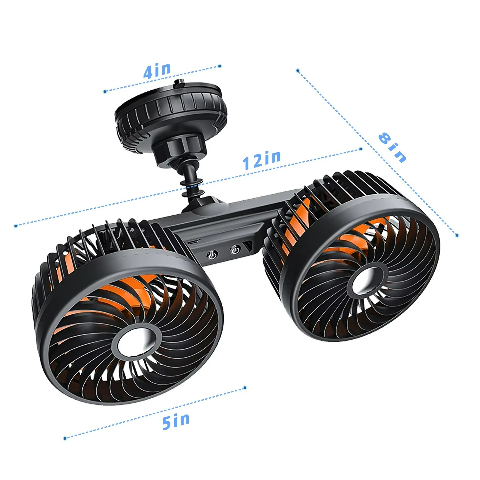 Ventoro DuoFlow | Kabelloser Auto-Ventilator | Doppelkopf-Design | 4000 mAh Akku