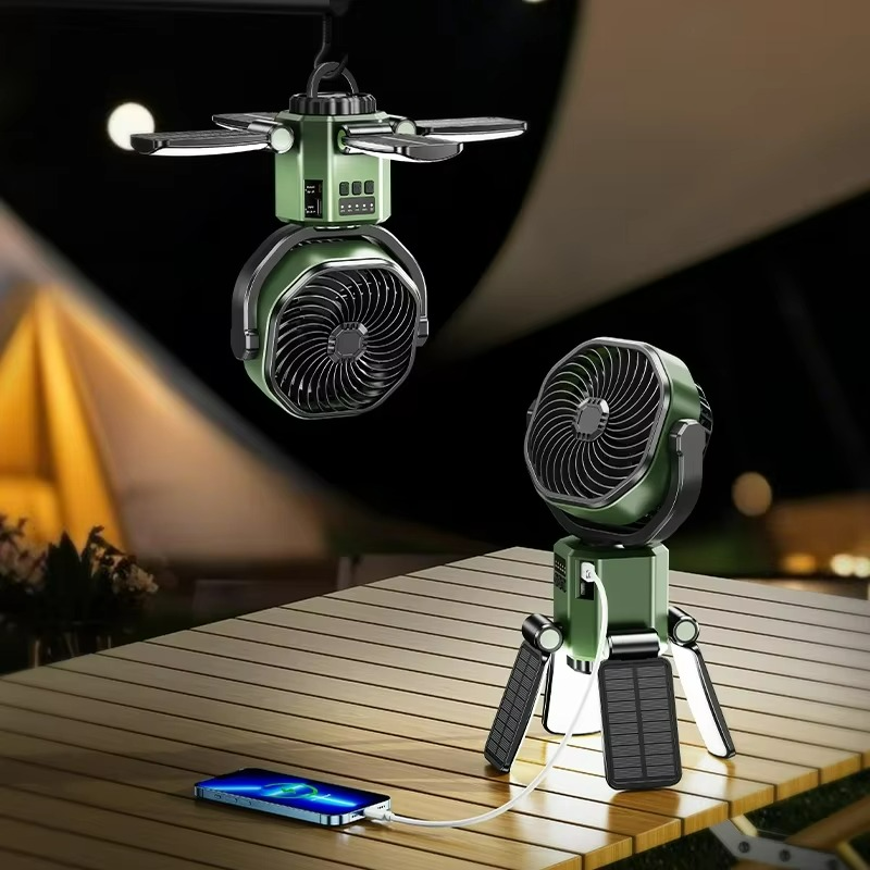 Trekkon AirGlow | Outdoor-Ventilator mit LED | Faltbar & Leise | 6000 mAh Akku