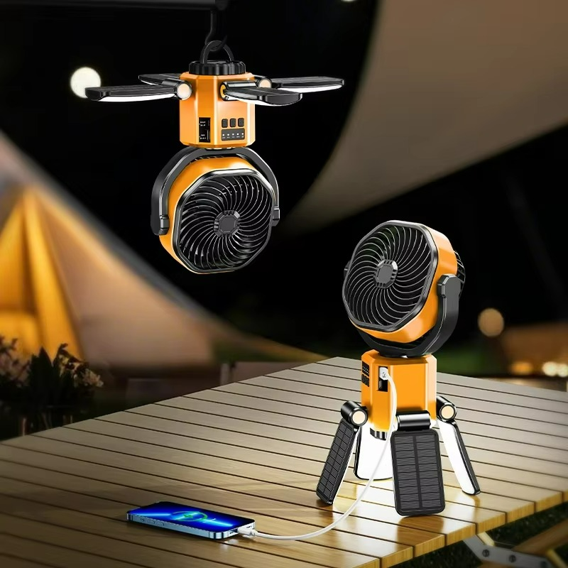 Trekkon AirGlow | Outdoor-Ventilator mit LED | Faltbar & Leise | 6000 mAh Akku