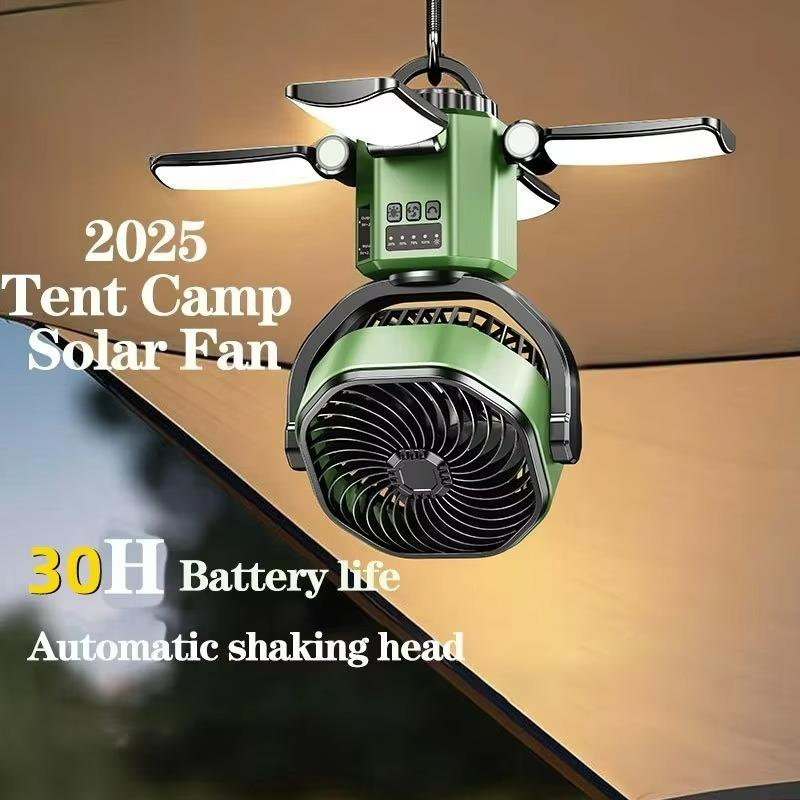 Trekkon AirGlow | Outdoor-Ventilator mit LED | Faltbar & Leise | 6000 mAh Akku
