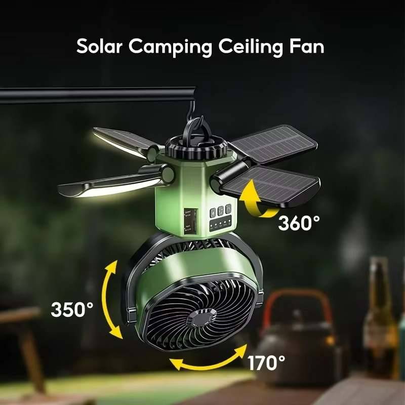 Trekkon AirGlow | Outdoor-Ventilator mit LED | Faltbar & Leise | 6000 mAh Akku