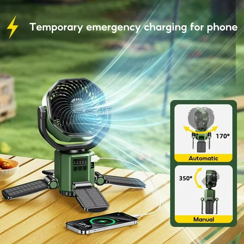 Trekkon AirGlow | Outdoor-Ventilator mit LED | Faltbar & Leise | 6000 mAh Akku