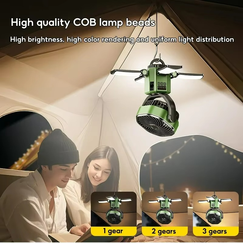 Trekkon AirGlow | Outdoor-Ventilator mit LED | Faltbar & Leise | 6000 mAh Akku