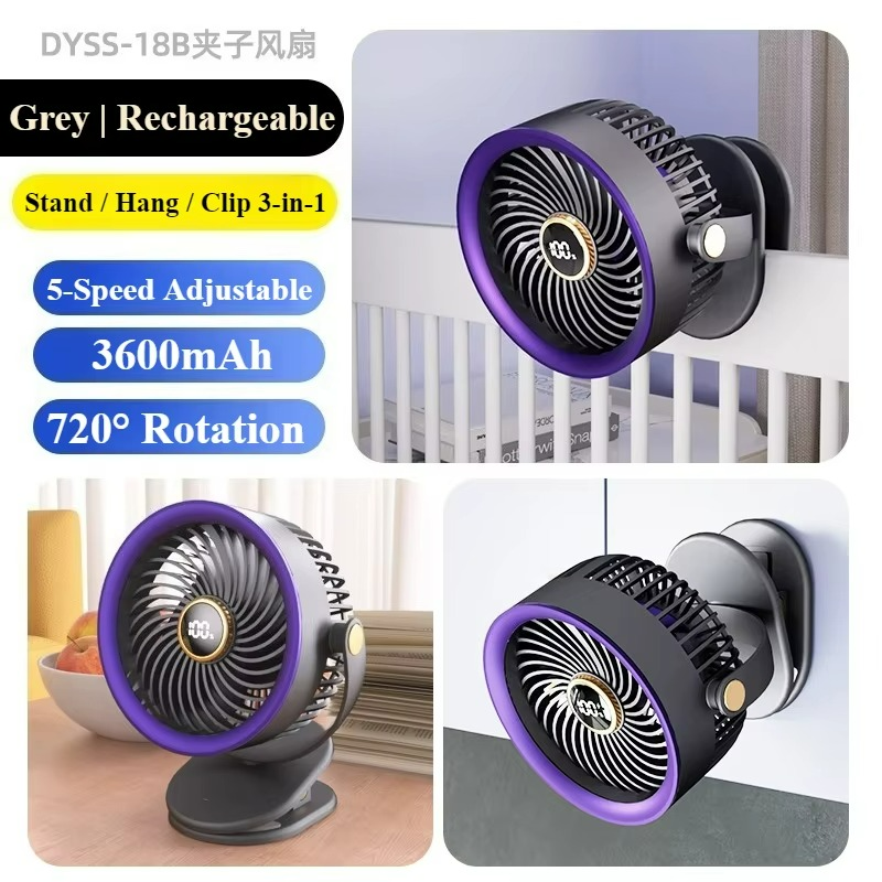 FlexCool Breeze | Tragbarer Mini-Ventilator | Ice-Cooling Technologie | LED-Touchscreen | 360° Flexarme