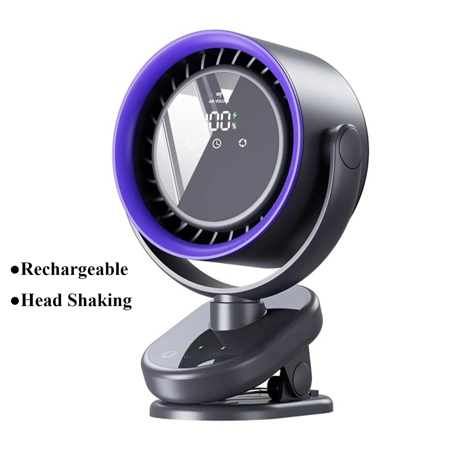 FlexCool Breeze | Tragbarer Mini-Ventilator | Ice-Cooling Technologie | LED-Touchscreen | 360° Flexarme