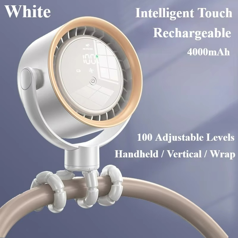 FlexCool Breeze | Tragbarer Mini-Ventilator | Ice-Cooling Technologie | LED-Touchscreen | 360° Flexarme