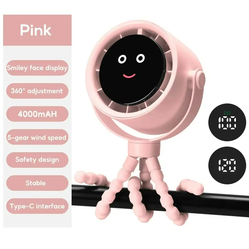 FlexCool Breeze | Tragbarer Mini-Ventilator | Ice-Cooling Technologie | LED-Touchscreen | 360° Flexarme