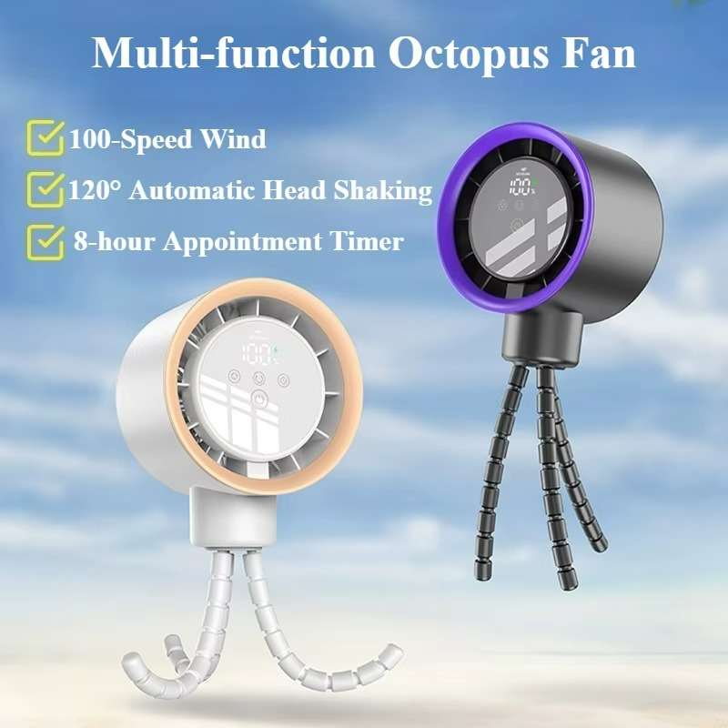 FlexCool Breeze | Tragbarer Mini-Ventilator | Ice-Cooling Technologie | LED-Touchscreen | 360° Flexarme