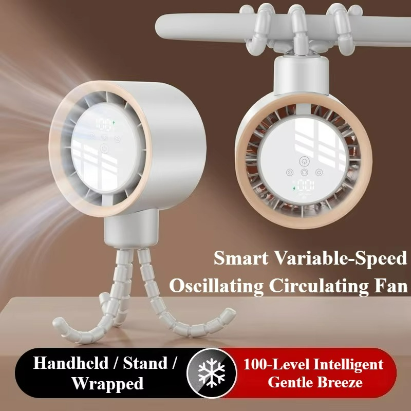 FlexCool Breeze | Tragbarer Mini-Ventilator | Ice-Cooling Technologie | LED-Touchscreen | 360° Flexarme