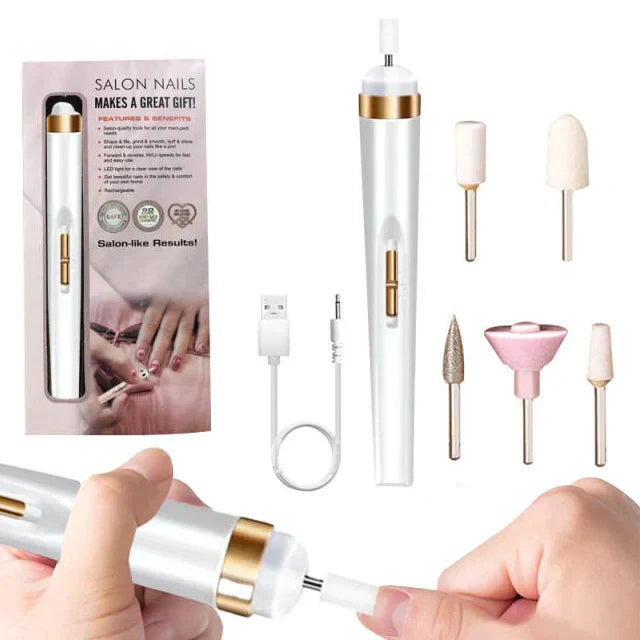 NailPro Master | 5-in-1 Elektrischer Nagelpolierer | Gelentfernung, Feilen & Polieren | Kompakt & Tragbar mit LED-Licht