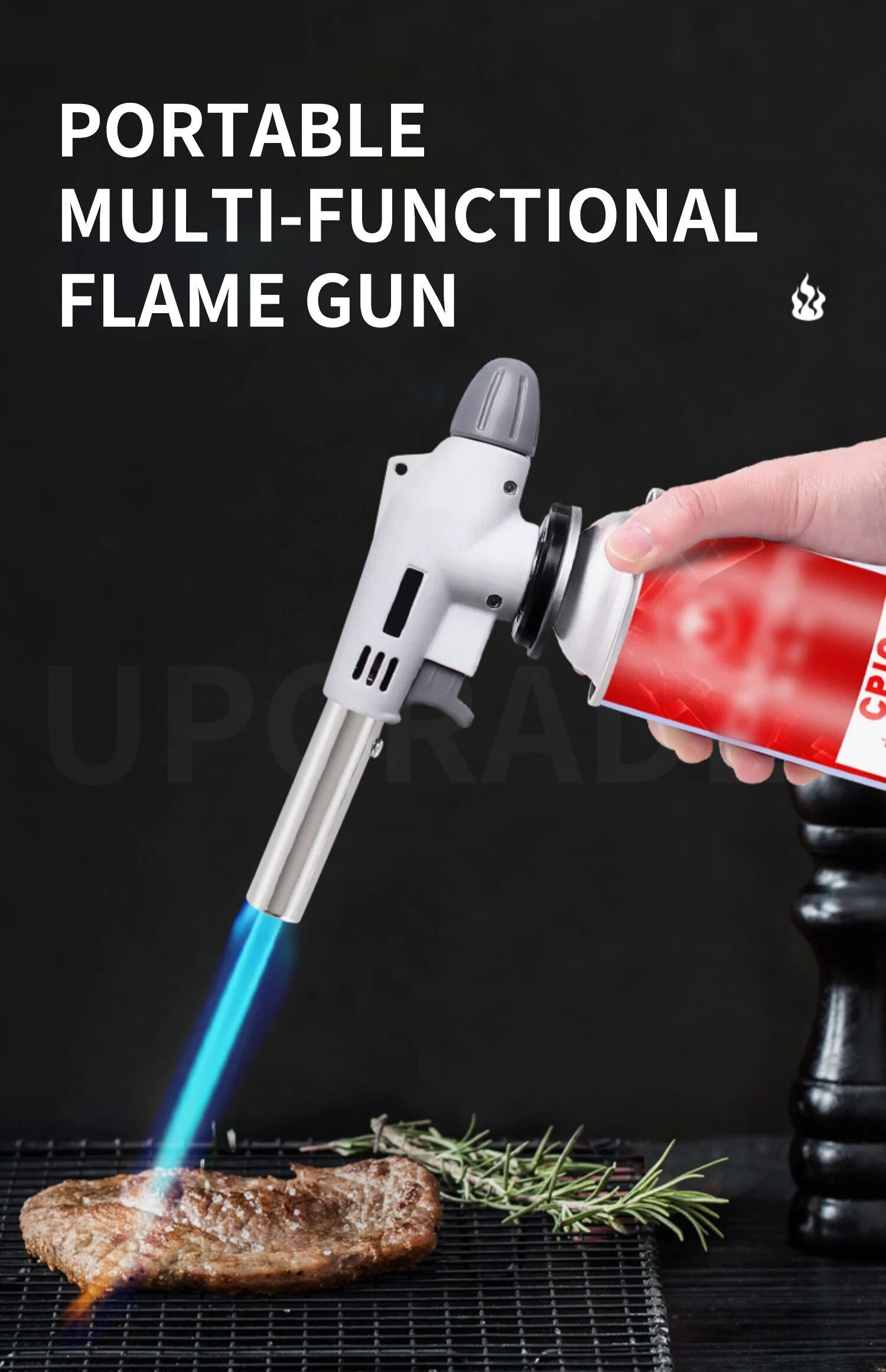 CampFlame Pro Butangasbrenner | Leistungsstark & Kompakt | Für Outdoor-Kochen & Camping | Silber
