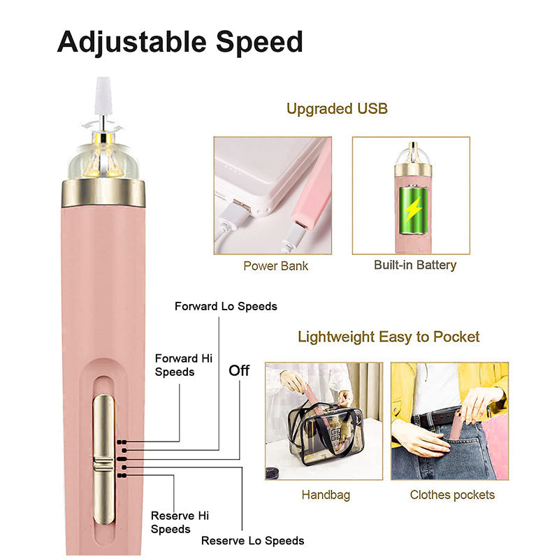 NailPro Master | 5-in-1 Elektrischer Nagelpolierer | Gelentfernung, Feilen & Polieren | Kompakt & Tragbar mit LED-Licht