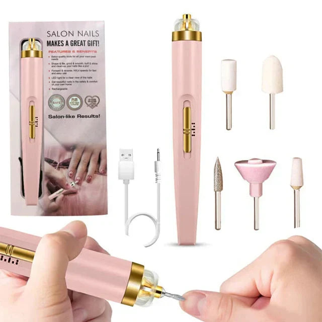 NailPro Master | 5-in-1 Elektrischer Nagelpolierer | Gelentfernung, Feilen & Polieren | Kompakt & Tragbar mit LED-Licht
