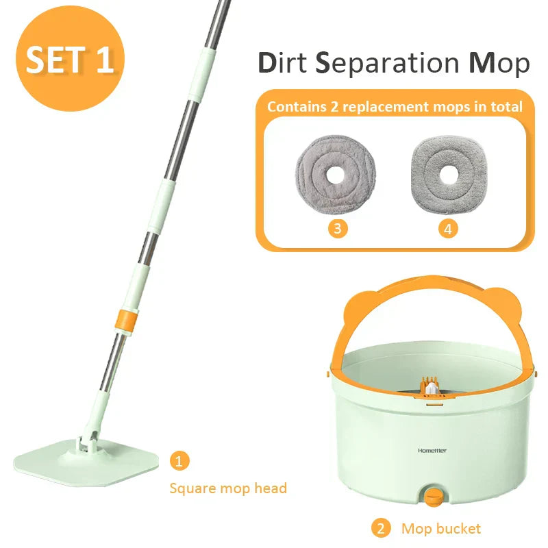 Cleaniva SpinMop | Hygienischer Wischmopp | 360° Rotation & Schmutzwassertrennung | Mikrofaser