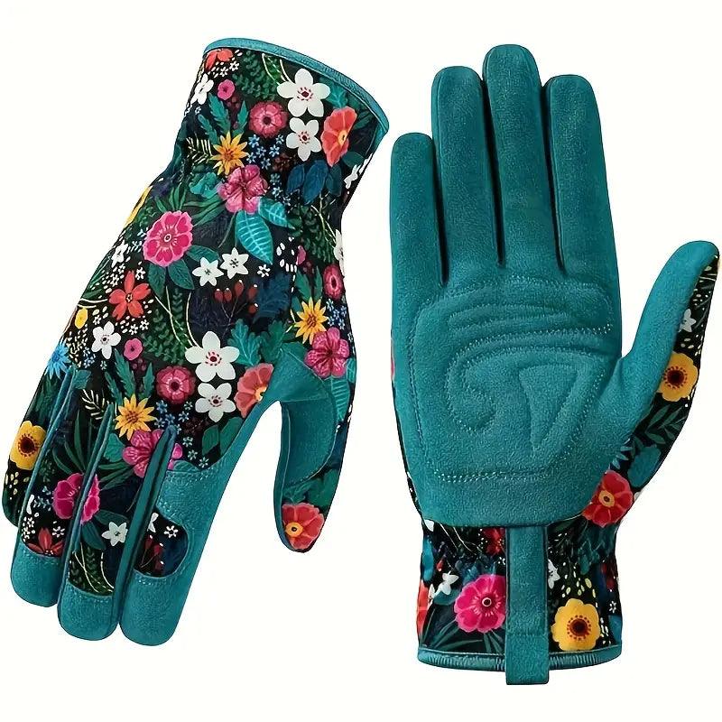 Floriva Gartenhandschuhe | Atmungsaktiv & Waschbar | Florales Design | Einheitsgröße