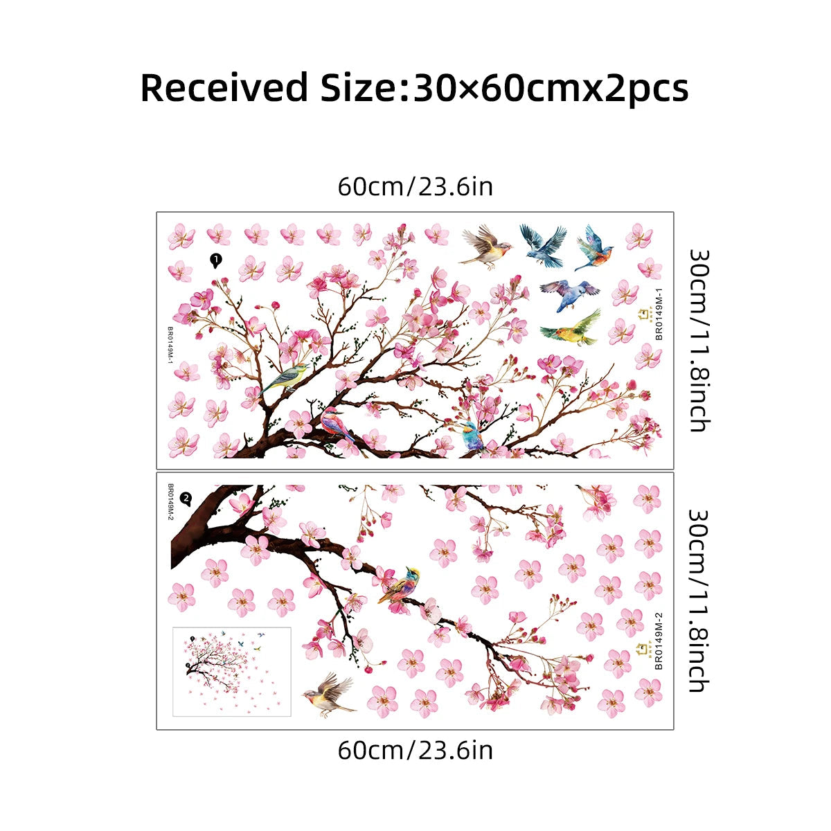 Wandsticker Aquarellea | Aquarell Vögel und Blumen | Abnehmbare Wanddekoration für Wohnzimmer, Schlafzimmer & Kinderzimmer | Umweltfreundlich & Rückstandsfrei