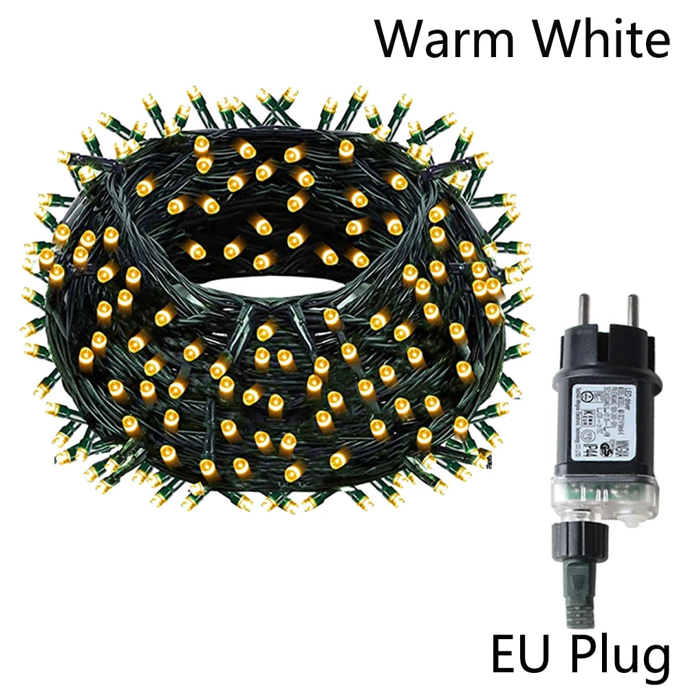 Lumivine | LED-Lichterkette für den Außenbereich | 8 Modi mit Fernbedienung | Warmweiß oder Mehrfarben-Optionen | Wasserdicht 12–102 m