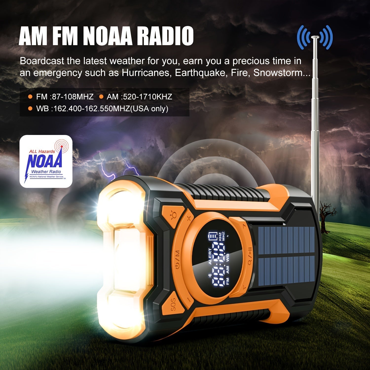 SurvivorMax Emergency Radio | Solar & Handkurbel | 5000mAh Powerbank | LED Light & SOS Alarm