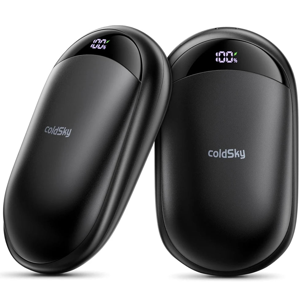 coldSky 2-in-1 Wiederaufladbare Handwärmer 2er-Pack Magnetischer Elektrischer Handwärmer mit Digitalanzeige, Tragbarer Taschen-Handwärmer