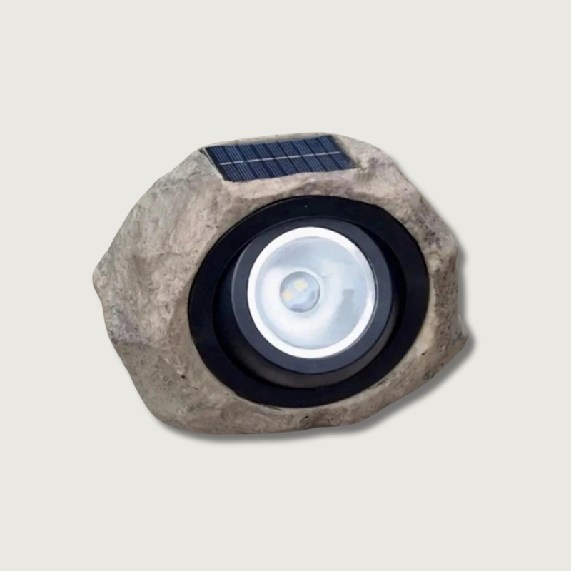 LumaStone SolarGlow | Solarbetriebene Gartenleuchte | Steinoptik | 8 Stunden Leuchtdauer