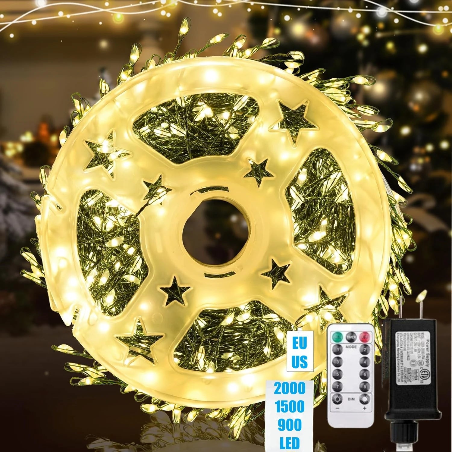 Ignisia LED-Feuerwerks-Lichterkette | Fernbedienung | 30–75 m Länge | 900–2000 LEDs | IP65 wasserdicht | Ideale Beleuchtung für Weihnachten, Halloween & Partys