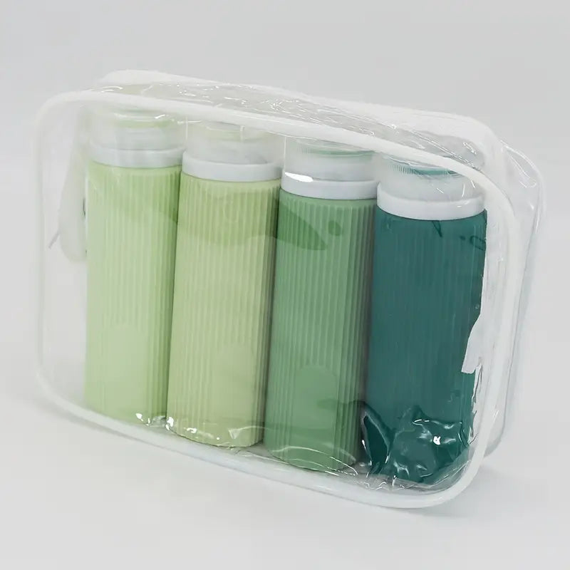 TravelGuard Auslaufsichere Silikon-Reiseflaschen | 4er-Set | 89 ml | TSA-konform & BPA-frei | Wiederverwendbar & Nachfüllbar