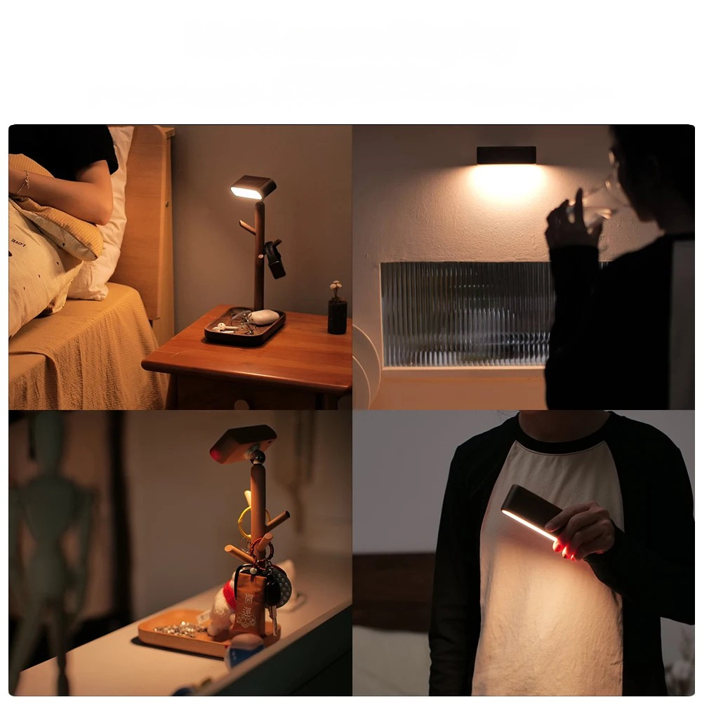 Lunara Nachttischlampe | Bambus & Holz | Warmweißes Licht mit Ablage | Modernes und funktionales Design