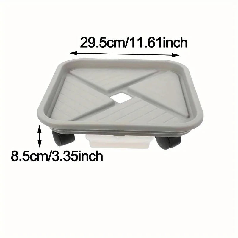 Floravivo Pflanzenroller mit Tropfschale | Quadratischer mobiler Pflanzenständer | Stabil und leicht zu bewegen