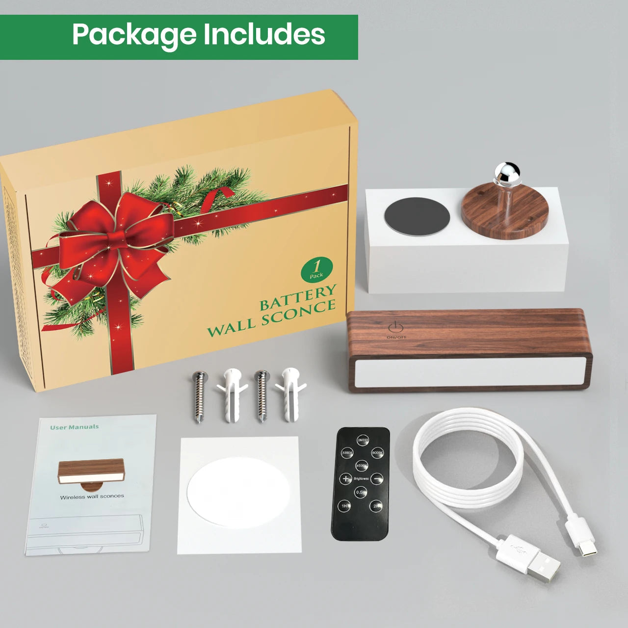 LumoWave Wandleuchte mit Fernbedienung | Kabellos, Dimmbar | 3 Farbtemperaturen | Batteriebetrieben & Touch-Steuerung