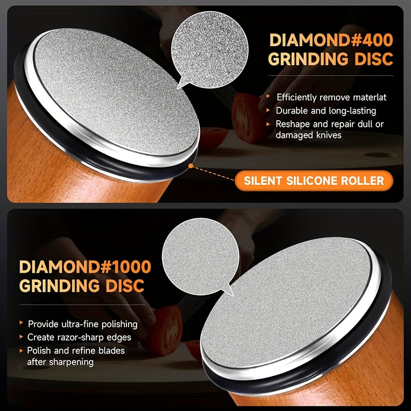 SharpSmith | Diamant-Schleifstein-Set | Magnetische Halterung & Winkelwahl 15°/20° | Für Messer & Werkzeuge in Küche und Werkstatt